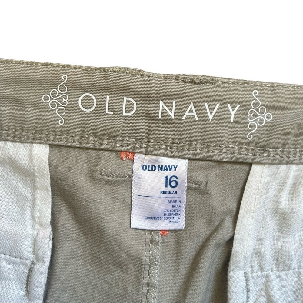 Old Navy Women’s Khaki Pants Size 16 Reg with Embroidered Coral Lobster Print - Picture 3 of 8